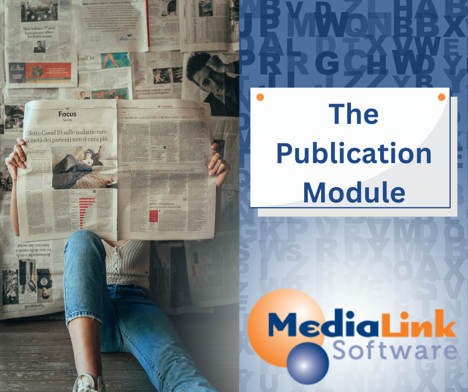 Person reading a newspaper - The publication module with Media Link Software logo